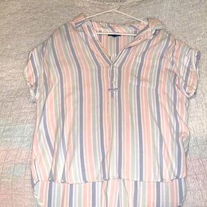 White blue, pink, and pale green southern cotton shirt.